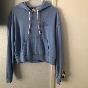 Blue Victoria Secret Pink Crop Hoodie